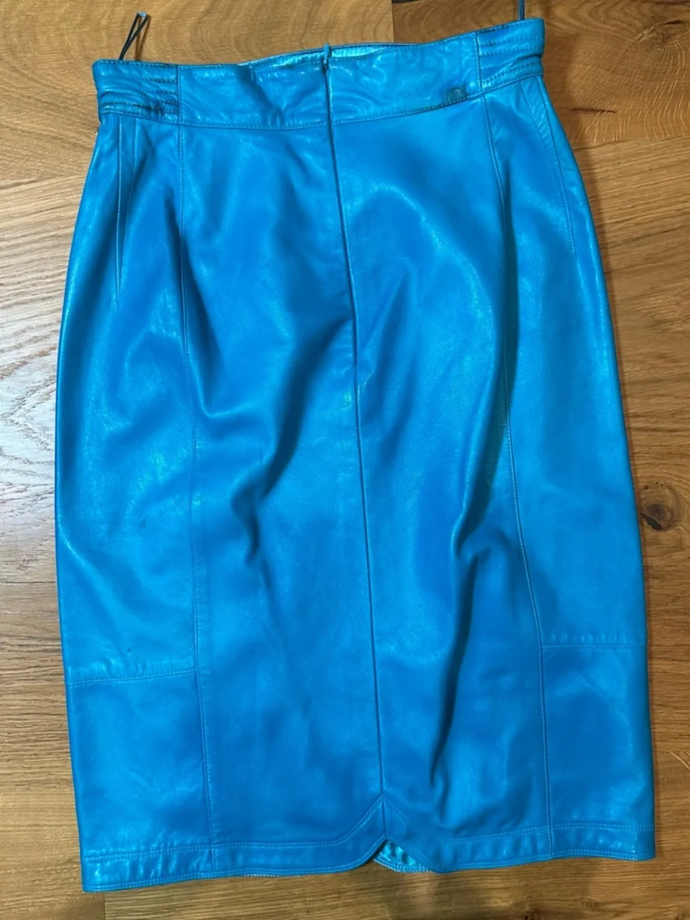 Vintage ESCADA Blue Leather Skirt